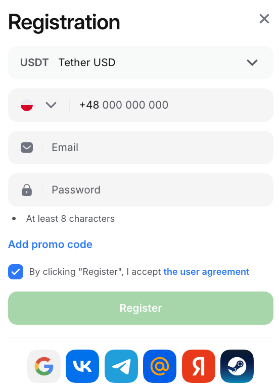 Registration at 1Win for Ninja Crash